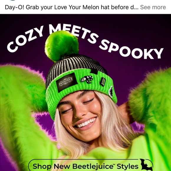 Colorblocked Pom Beanie - Green and Black - Picture 2 of 2